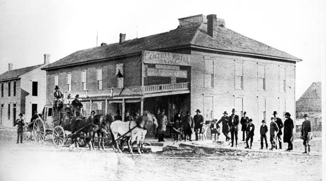 Stage Coach at Central Hotel in Winfield, Ks 1877