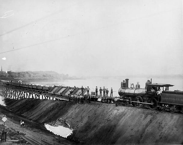 Building the Bridge over the Mississippi at Fort Madison, Iowa in 1887