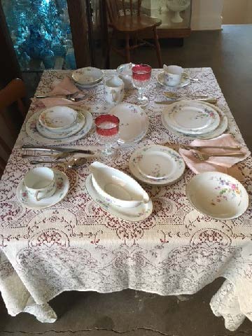 antique china and glass display